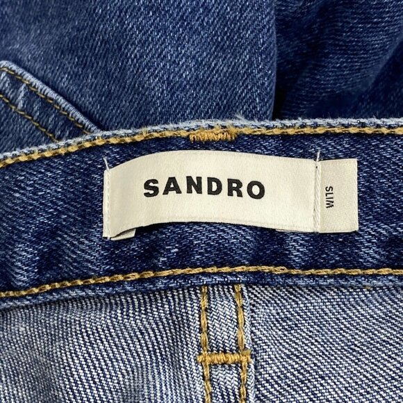 Sandro Men's Jeans Blue Vintage Size 29 Slim Cut Cotton Blend Washed Denim - Picture 6 of 12